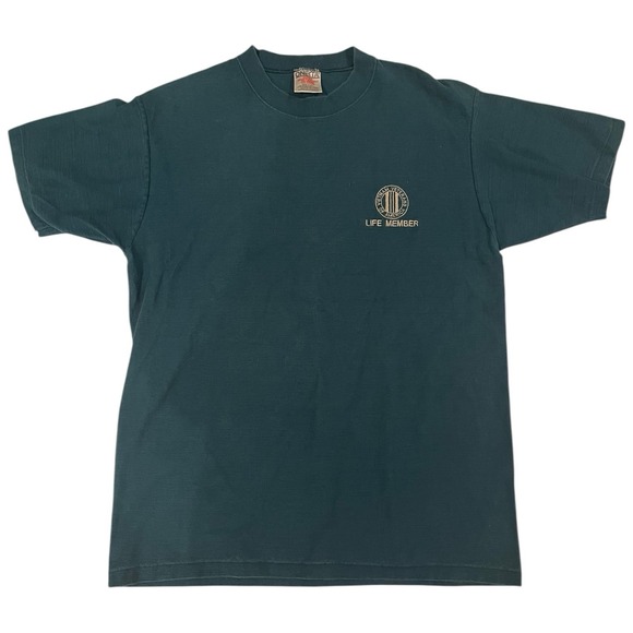 Vintage ONEITA Life‎ Member Vietnam Veteran Teal Ribbed Single Stitch Large VVA - Picture 1 of 7